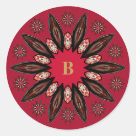 Rústico Rojo Resumen Monograma Sello para sobres F