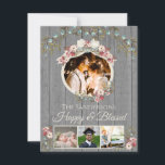 Rústico romántico 4 festividades fotográficas | Ta<br><div class="desc">Festividad romántica rusa 4 Tarjeta de saludo de collage de fotos</div>