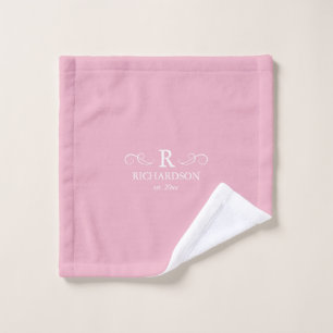 Rústico rosado de la tela de lavado de monograma
