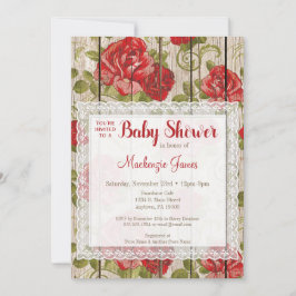 Rústico Roses Roses Roses Baby Shower Invitación L