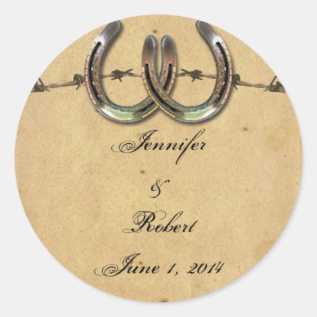 Rústico Sello para sobres de herraduras en el camp (Anverso)