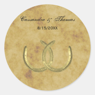 Rústico sellos para sobres de herradura dorada pla