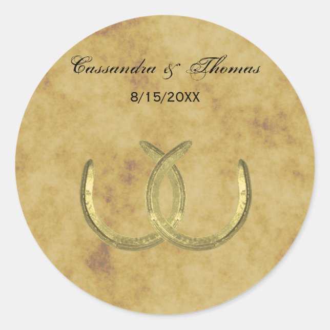 Rústico sellos para sobres de herradura dorada pla (Anverso)
