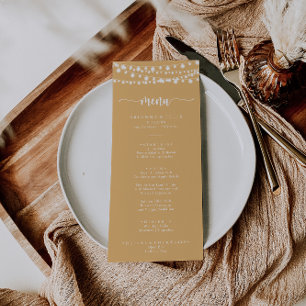 Rústico String Lights Yellow Dinner Menu