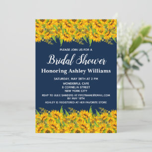 Rústico Sunflower Bridal Shower Invitación floral