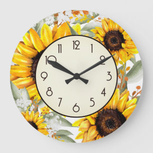 Rústico Sunflower Hogar Decoración Gran Reloj
