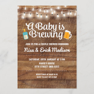 Rústico, un bebé está preparando la invitación par