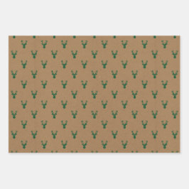 Rústico venado lidera hojas de papel de envolvimie