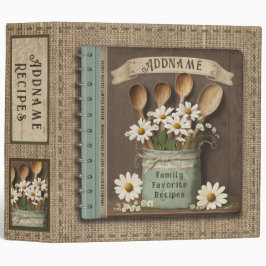Rústico Vintage Country Burlap 3 Ring Binder