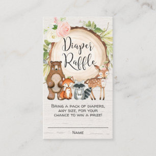 Rústicos animales de bosque chica tarjetas de rifa