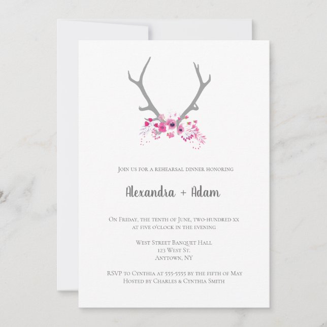 Rústicos cánticos florales ensayan invitaciones a  (Anverso)