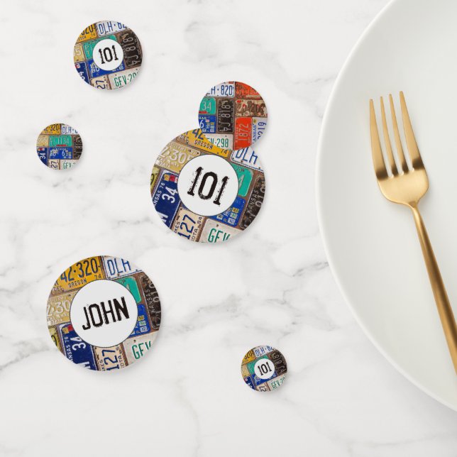 Rusty License Plate 101st Birthday Confetti (Grupo)