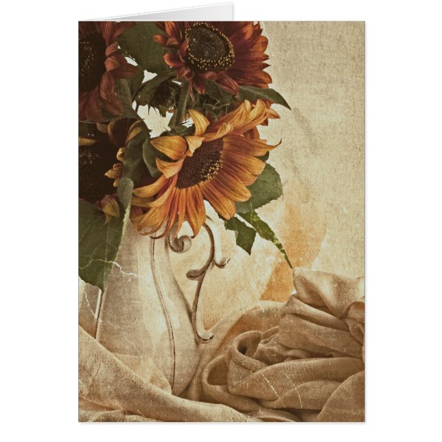 Rusty Naranja Sunflowers Card (Frente)