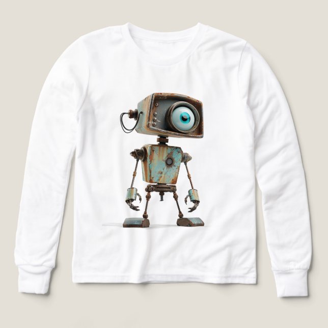 Rusty Retro Robot - Explorador de ojos anchos (Diseño frontal)