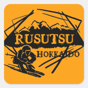 Rusutsu Hokkaido pegatinas del logo de los naranja