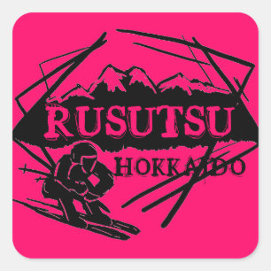 Rusutsu Hokkaido pegatinas del logo del esquí rosa
