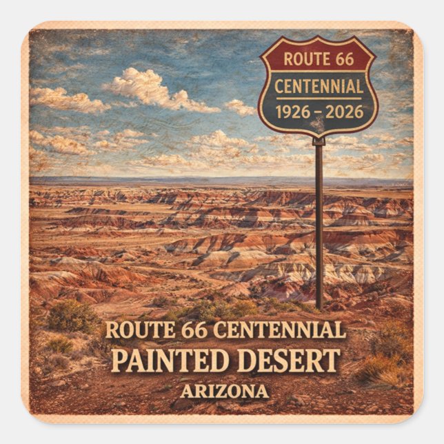 Ruta 66 Centenario Calcomanía Desierto Pintado (Anverso)