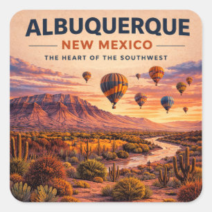 Ruta 66 de Albuquerque Globo Desierto Calcomanía