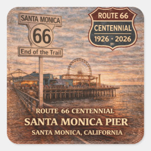 Ruta 66 de Santa Monica Pier Calcomanía de Viaje