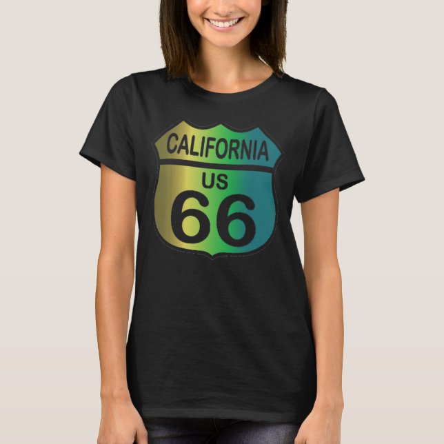 Ruta 66 en camiseta tricolor de California (Anverso)