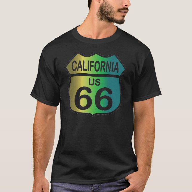 Ruta 66 en camisetas tricoloreadas de California (Anverso)