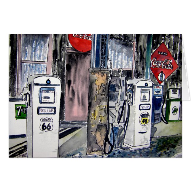 ruta 66 gasolinera arte vintage (Anverso (Horizontal))