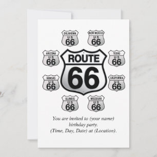 Ruta 66 Invitación de cumpleaños.