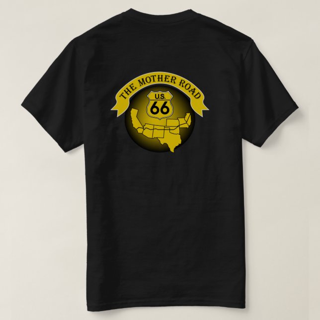 Ruta 66 Madre Carretera hombres camiseta Oro/Negro (Reverso del diseño)