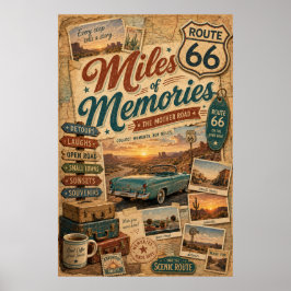 Ruta 66 Millas Recuerdos Collage Decoración Viaje
