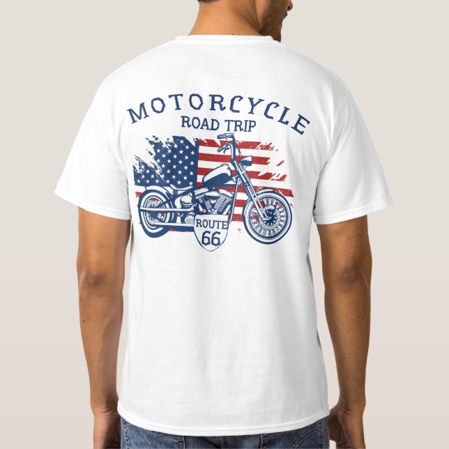 Ruta del viaje en motocicleta 66 camiseta con band (Reverso)