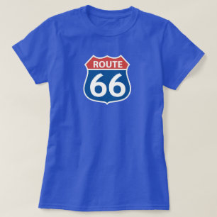 RUTA FEMENINA 66 ROJA, camiseta RÓTULO AZUL