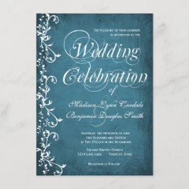 Rutic Country Swirls Invitaciones a la Boda Azul