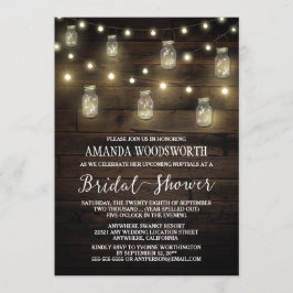 Rutic Lights Mason Jar Bridal Shower Invitaciones