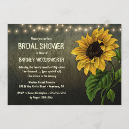 Rutic Lights Sunflower Bridal Shower Invitaciones