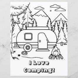RV Camper y Campfire | Página de coloreado