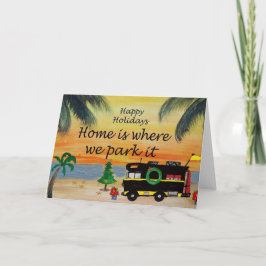 RV Navidades de vacaciones acampan en tarjetas de 