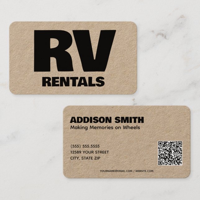 RV Rentals Personalizado QR Tarjeta de visita (Anverso / Reverso)