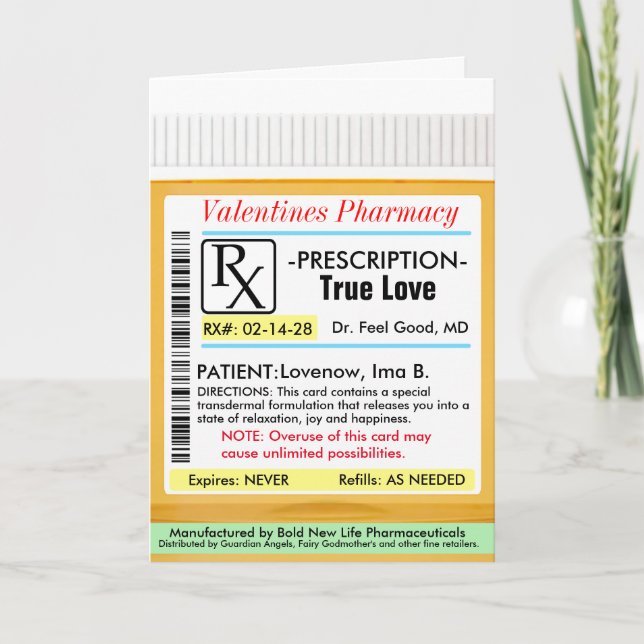 RX Prescripción para la tarjeta de amor (Anverso)