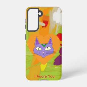 S21 Funda para teléfono Samsung Galaxy Cat Love Heart