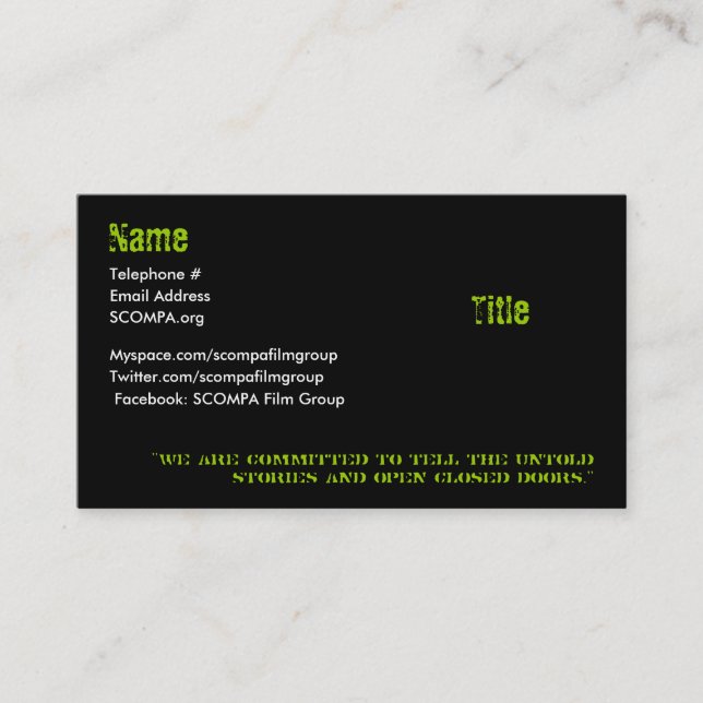S.C.O.M.P.A. Tarjetas de visita (Anverso)