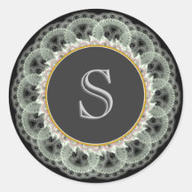 S Monograma blanco sobre Pegatina de encaje de col