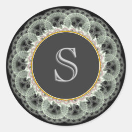 S Monograma blanco sobre Pegatina de encaje de col