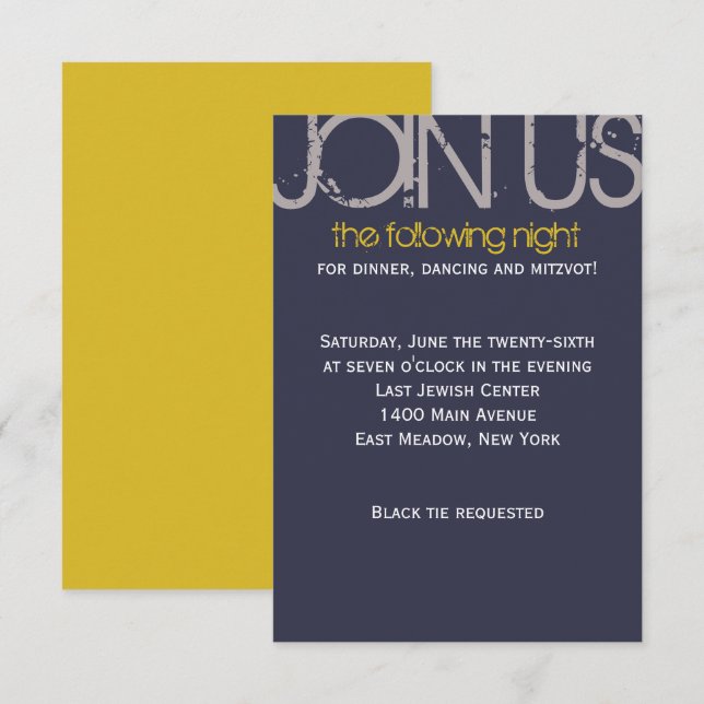 S Monogrsm First Bar Bat Mitzvah Tarjeta Fiesta (Anverso / Reverso)