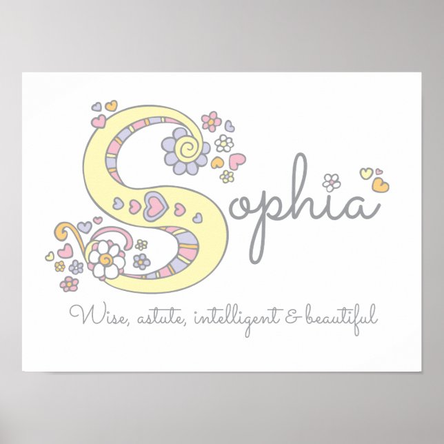 S para Sophia monograma letra nombre del arte (Frente)