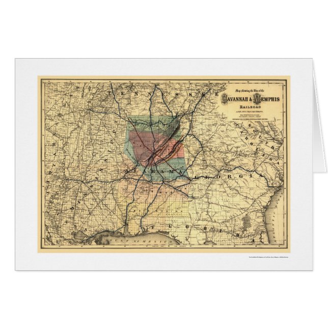 Sabana y mapa 1872 del ferrocarril de Memphis (Anverso (Horizontal))