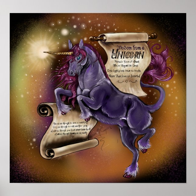 Sabiduría de la impresión Poster de unicornio (Frente)