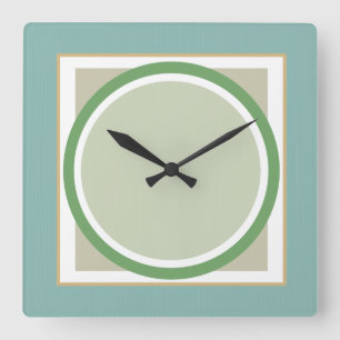 Sabio verde y reloj de pared geométrico beige