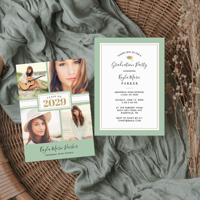 Sabio y oro | 4 Invitación a graduación de fotos (Subido por el creador)