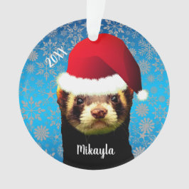 Sable Mascota Ferret en el ornamento de Santa Hat