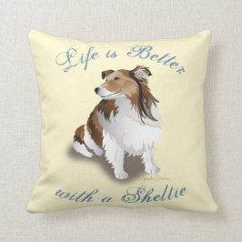 Sable Sheltie Sitting Bonito Cojín decorativo amar